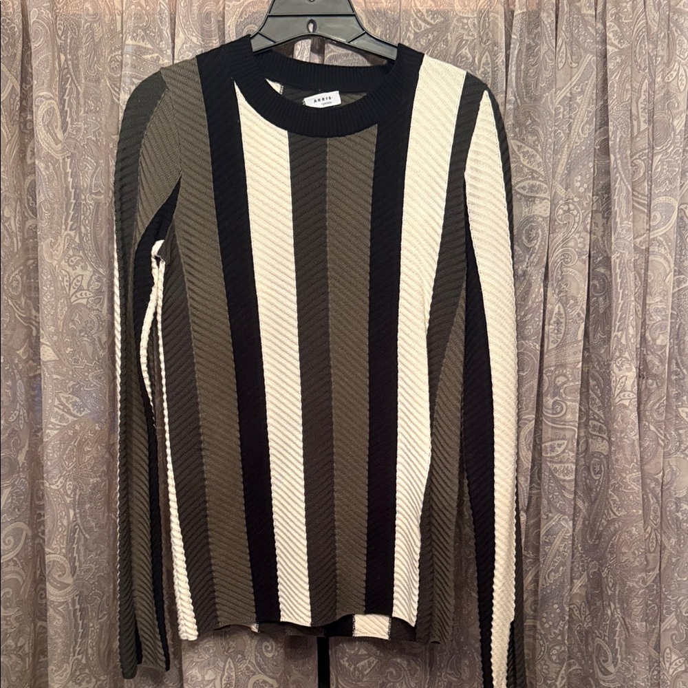 Akris Punto Men's Crewneck Sweater - Black, Olive, Cream